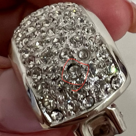 Christian Dior Vintage 80’s Silver Pave Half Hoop Earrings - Picture 10 of 16